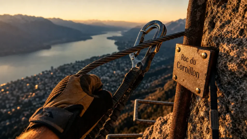 Via ferrata du Roc du Cornillon : deux parcours et vue sur le lac du Bourget
