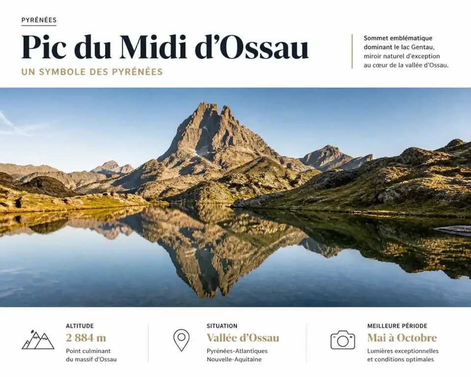 Randonnée 3 jours Pyrénées : vue sur le Pic du Midi d'Ossau et le lac Gentau