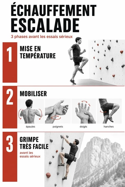 Échauffement escalade en trois phases avant une séance de grimpe
