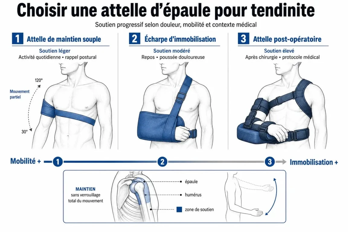 Comparatif visuel des solutions d’attelle épaule tendinite