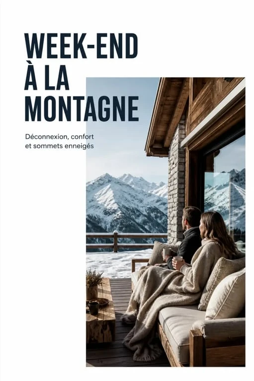 Week end à la montagne dans un chalet alpin avec panorama enneigé