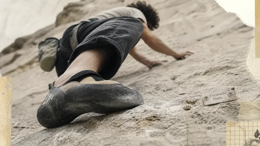 Escalade dalle : tenir sur les pieds quand la paroi n’offre presque rien