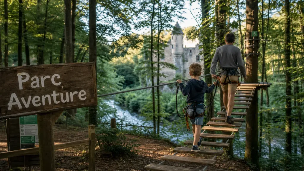 Sécurité, parcours enfants et accès à Rochelambert : le parc aventure canopy en forêt en Haute-Loire