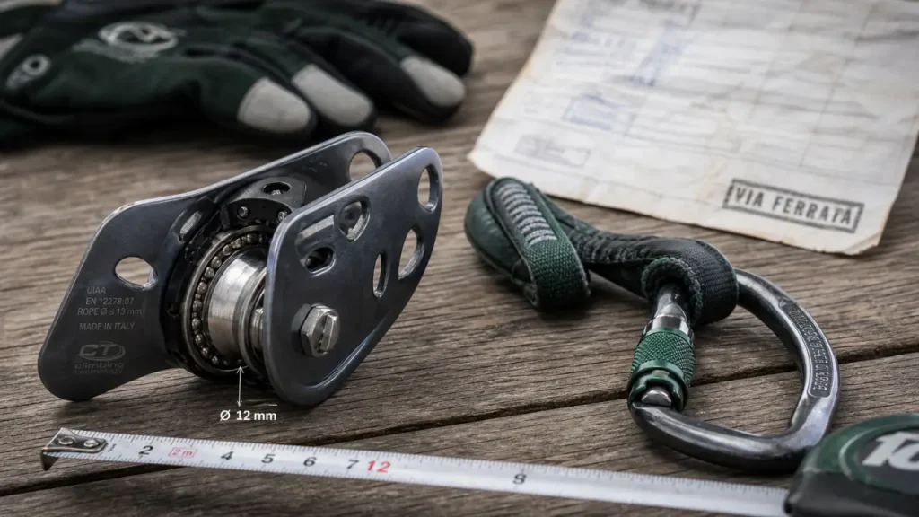 Poulie de via ferrata : choisir un modèle compatible avec un câble acier de 10 à 13 mm