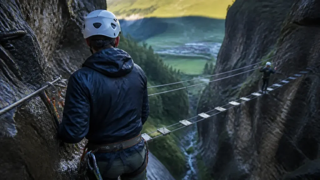La via ferrata de la Cascade à l’Alpe du Grand Serre : courte, variée et pensée pour l’initiation
