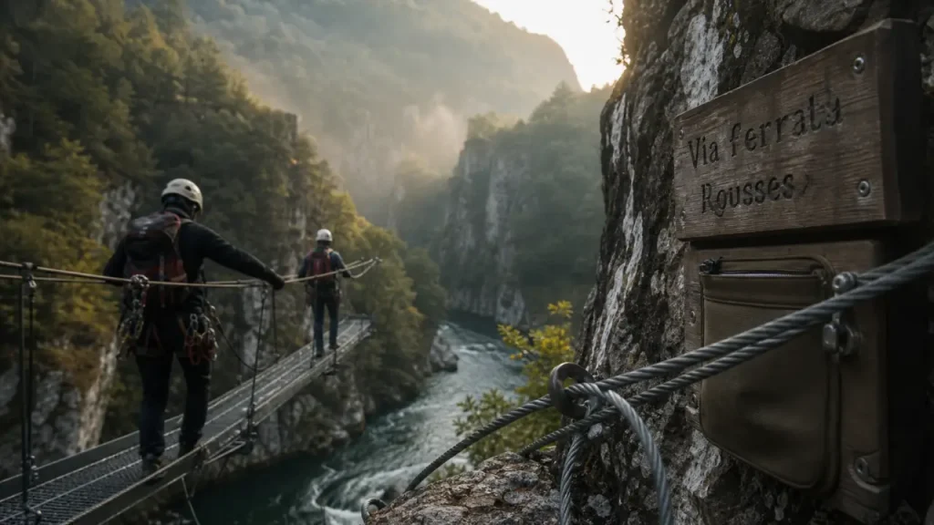 Via ferrata de Rousses : parcours facile, variante AD et niveau du Tarnon à vérifier