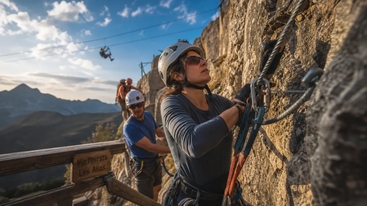 Via ferrata les alias tyroliennes à Cauterets, câble et ligne de vie