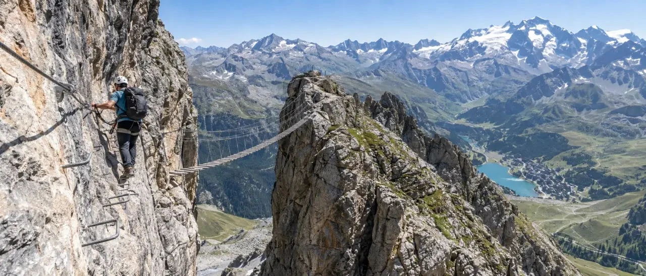 Via ferrata La Plagne des Bourtes au-dessus de Belle Plagne