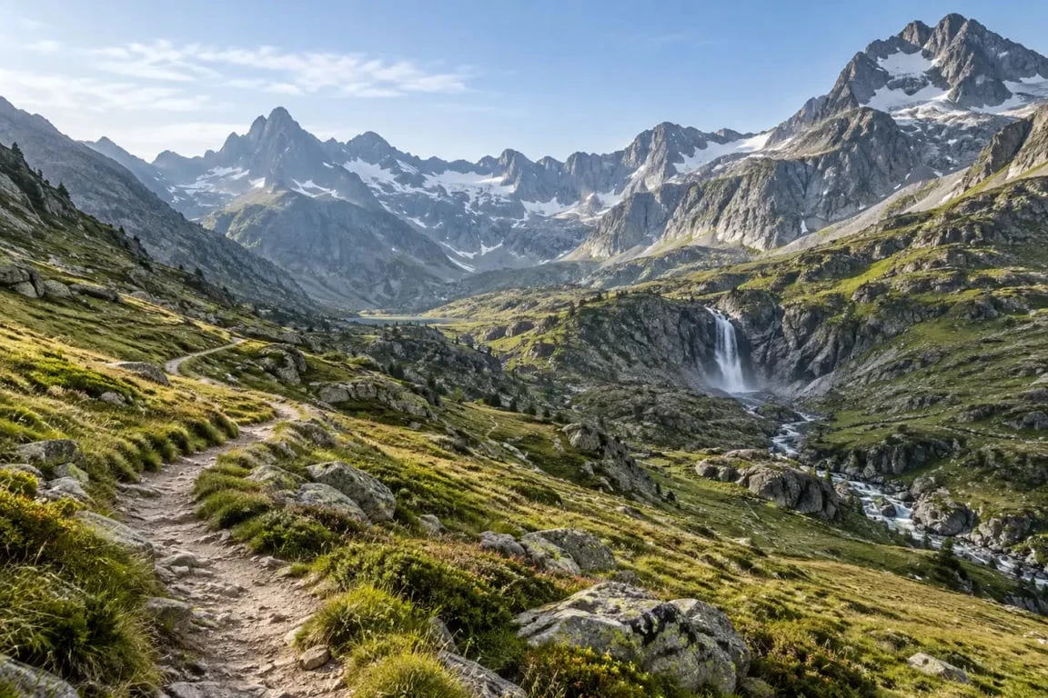Randonnée Pyrénées 7 jours dans un paysage de haute montagne avec cirque et cascades