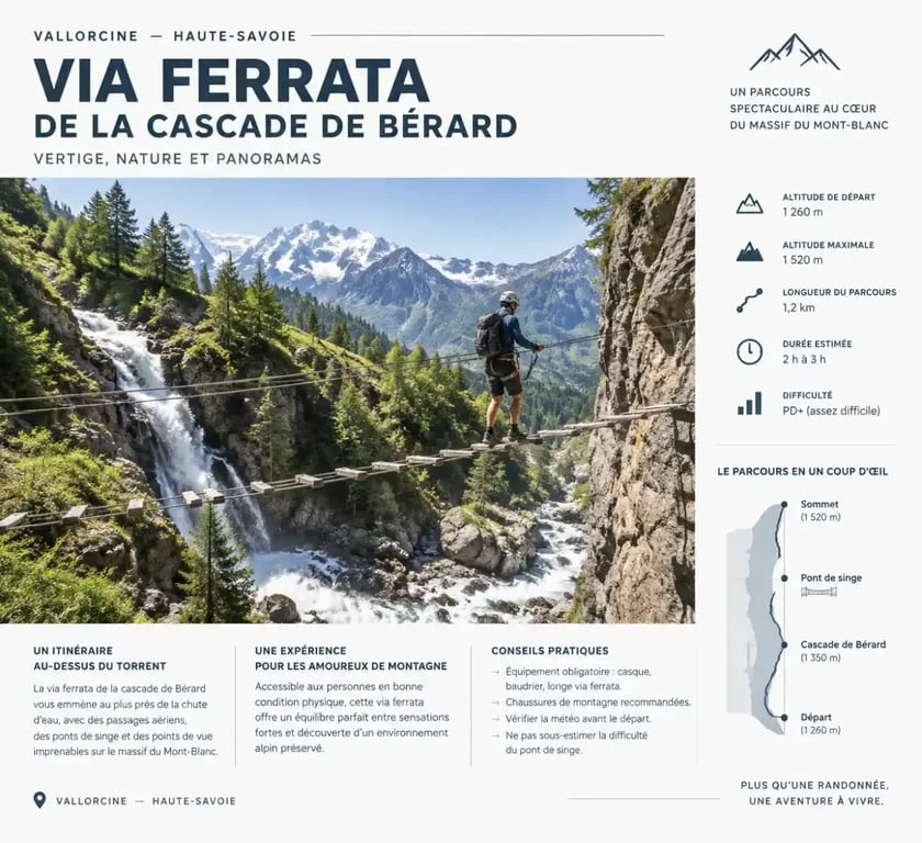 Grimpeur sur la via ferrata de la cascade de Bérard à Vallorcine