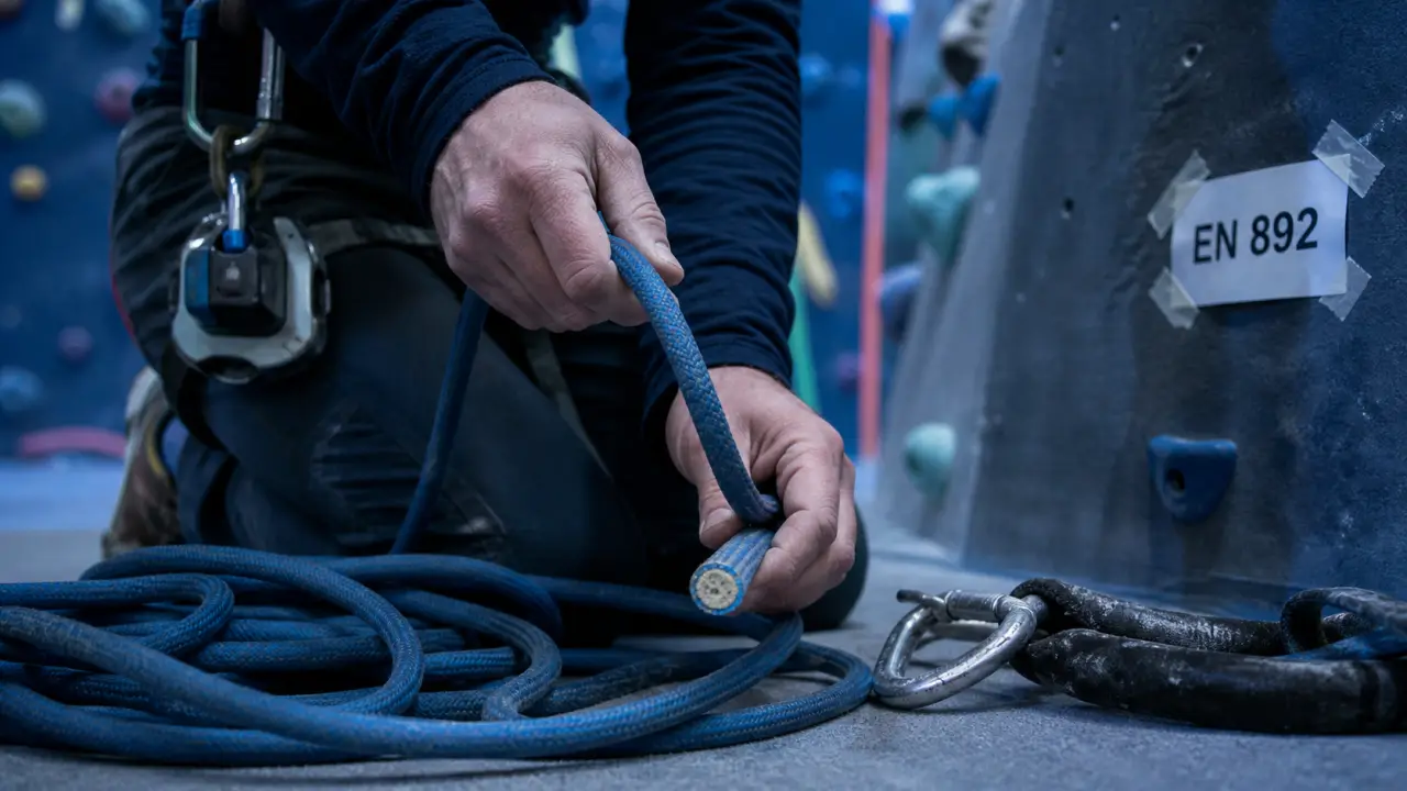 Escalade corde : corde dynamique simple, gaine et âme visibles