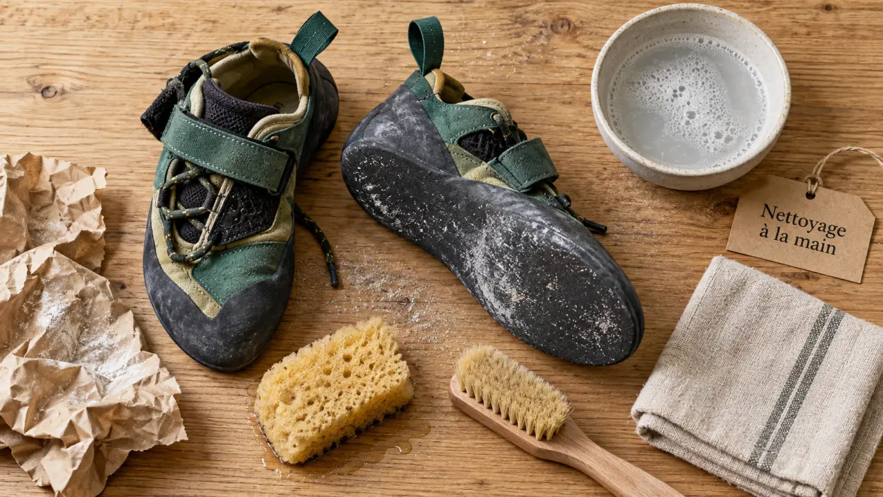 Laver chaussons escalade à la main, nettoyage doux