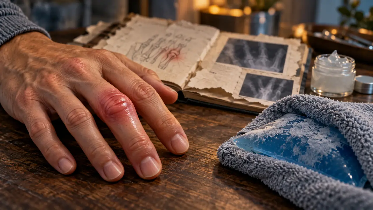 Douleurs articulaires doigts : doigt gonflé et compresse froide