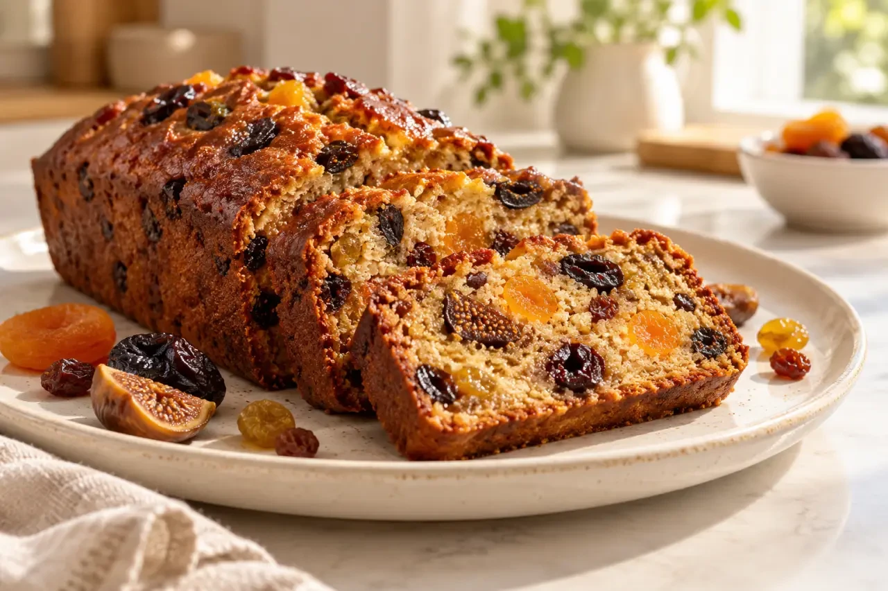 Recette gateau sportif maison au miel et aux fruits séchés, découpé en tranches